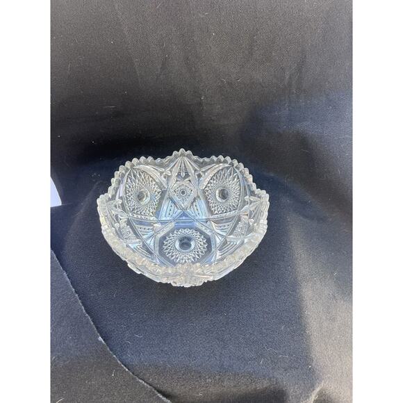 Vintage American Brillant Saw Tooth Cut Glass Crystal Serving Bowl - Picture 2 of 10